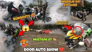 Doon auto show at DIT UNIVERSITY 2024❤️||Superbikes full throttle and burnouts 🚀 || FULL GALAT SCENE