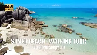Amazing Silver beach Koh Samui Beach walking tour 4k | Streets of Thailand in Sunny Day