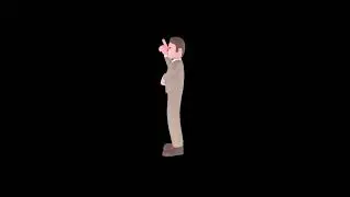 3D Cartoon Lawyer Turntable | Attorney Pointing Up with Urgent Expression