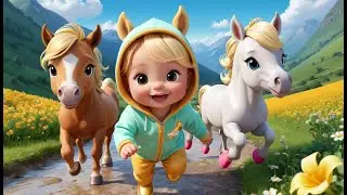 Baby Horses Running in Flower Valley | Adorable Foal Nursery Rhyme for Kids | Fun Meadow Adventure