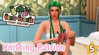 Locked on her KNITTING 🧶🥦 Very Veggie Legacy #5 The Sims 4 (in the middle of a Storm!)