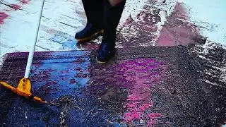 Washing the world's dirtiest carpet with lots of soap suds and water pressure/asmr rug cleaning🧽♥️