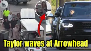 Taylor Swift WAVES on arrival at Arrowhead Stadium for Travis Kelce's Chiefs vs Ravens game