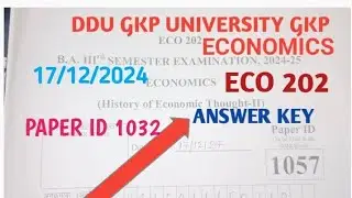 DDU GKP UNIVERSITY GKP BA THIRD SEMESTER SUBJECT ECONOMICS ANSWER KEY ECO 202 17/12/2024