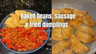 Baked beans, sausages and fried over boiled dumplings @magicfinger_meals