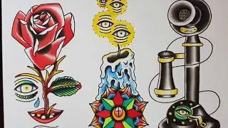 Traditional Tattoo Flash Sheet Painting