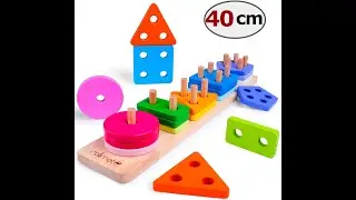 Wooden Educational Toys Shape Color Recognition Geometric Board Blocks Sorting Stacking
