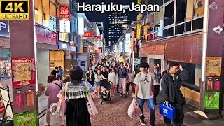 [4K] Harajuku Nightlife &ndash; Tokyo, Japan | Neon Streets, Fashion, & Food Stalls