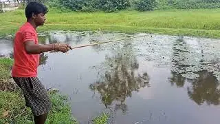 Fishing video 🐟🎣/ The boy catching fish with a hook/gram bangla fishing boy...