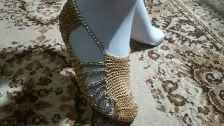 كروشيه حذاء جوارب  بالوري  سليبر نسائي بناتي للعروس  موديل 3 #بخطوة Crochet Slipper Women's Shoes