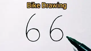 How To Turn Bike Into Number 66 Easy Drawing || Step By Step Bike Drawing || Bike Drawing Easy