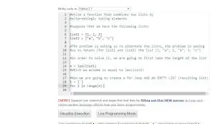 Write a function that combines two lists by alternatingly taking elements.  Lists in Python.
