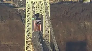 Huge American flag flies on George Washington Bridge