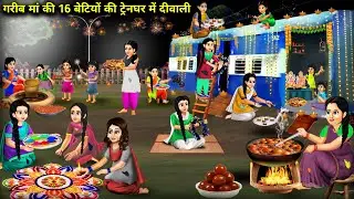 गरीब मां की 16 बेटियों की ट्रेन घर मे दिवाली | Poor Mothers 16 Daughter Train Diwali | Cartoon Video
