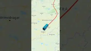 Delhi - Kerala - India travel map route animation via bus