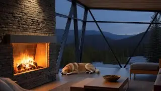 Cozy Winter Fireplace 🌧️ Gentle Rain & Soft Thunder Sounds for Deep Sleep and Relaxation