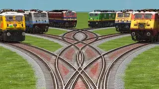 Amtrak Trains Crossing At Diamond Curved Railroad Crossing Tracks | train Cartoon video #railway 