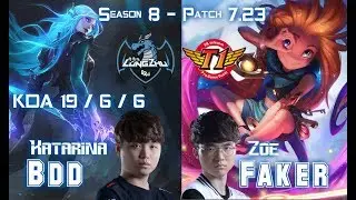 LZ BDD KATARINA vs SKT T1 Faker ZOE Mid - Patch 7.23 KR Ranked