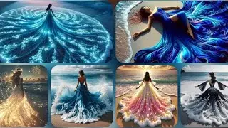 AI Fantasy Fashion: The Magic of Dresses Merged with Ocean Waves 🌊✨ (Stunning Beach Designs)
