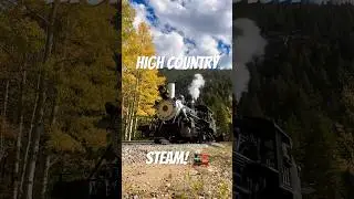Georgetown Loop No. 111 crosses Clear Creek on its way to Silver Plume with beautiful autumn colors!