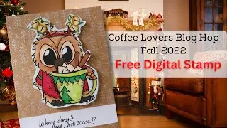 Copic Coloring  Brentwood Owl Handmade Card | Fall Coffee Lovers Blog Hop 2022