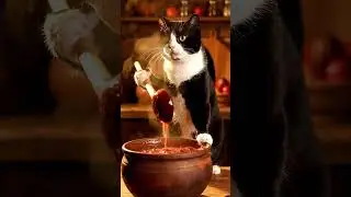 Tuxedo Cat Makes Homemade Strawberry Jam From Scratch Cute Cat Cooking Adventure #cat #cats #catlife