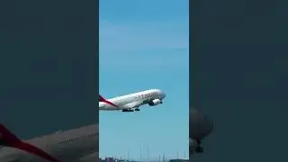 Emirates A380 taking off from YYZ Airport #emirates #a380 #yyzplanespotting #yyz #toronto #dubai