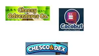 Cheesy adventures co. Cocobut chesco and dex the movie logo tilte card