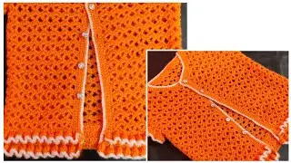 क्रोसिया का बना खूबसूरत स्वेटर for 5-6 year girl