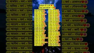 মেয়েদের নামের অর্থ। তোমার নামের অর্থ কী?#shorts#youtubeshorts