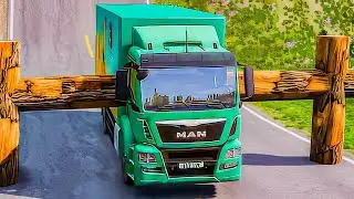 Cargo Truck | Fire Truck | Buses Log Barrier Crush