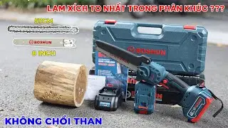 Máy Cưa Xích Pin Boshun CS08 | Máy Cưa Mini Lam Xích Dài 24cm | Không Chổi Than | Chân Pin Phổ Thông