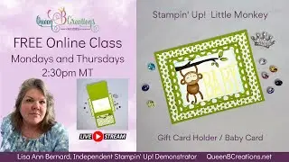 👑 Baby Shower Flip Open Gift Card Holder - Stampin' Up! Little Monkey Baby