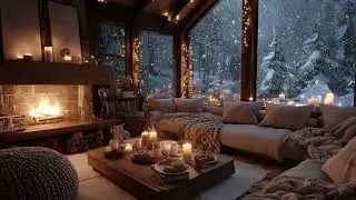 Warm Winter Fireplace with Soft Piano 🎹 Snowy Holiday Ambience for Calm & Peace