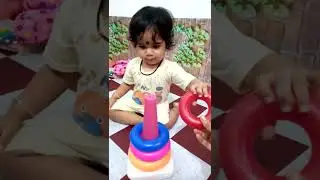 1 year Baby perfection in stacking ring toy😍😘👌