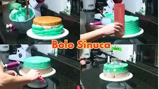 Bolo tema sinuca na cor verde e marrom / Bolo de 2kg na forma 20cm de diâmetro