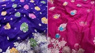 Новый шелк Banarasi из чистого манго, чистый шифон кхадди, шелковые сари машру, чистая органза кх...