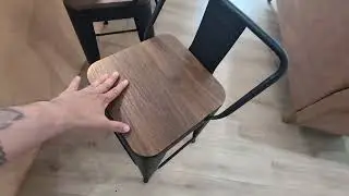 Changjie Furniture 24 Inch Bar Stools Set of 4 Industrial Metal Barstools Counter Height Bar Stool