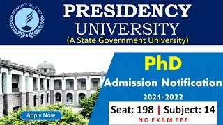 PhD Admission 2021 in Presidency University | Presidency University PhD Admission 2021 Notification