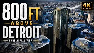 Detroit Skyline Like You&rsquo;ve Never Seen | 800ft Aerial View Behind the GM Renaissance Center (4K)