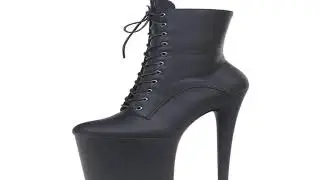 #JIALUOWEI INS Style 20CM Extreme High Heels Platform Boots Lace Up Sexy Pole Dancing Ankle Boots S