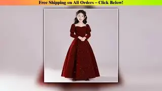 Girls Dresses for Party and Wedding  Children Red Sequins Beading Ball Gown Dress Partywear