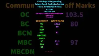 4994 TNEA Cutoff Electronics and Communication Engineering JP College Of Engineering, College Road,