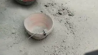 Gritty charcoal ashes dusty dry crumbling in clay &stone pot satisfying ASMR