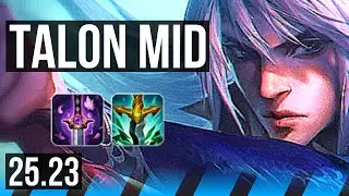TALON vs YASUO (MID) | Legendary, 500+ games | KR Master | 25.23