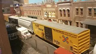 Street running train HO scale.
