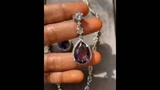 Zirconia + Master American Diamond Oval And Round Shaped With Pear Drop Necklace With Earrings