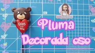 Pluma decorada osito |pasta flexible | Creative Jazz