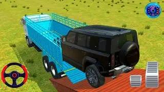 Indian Vehicle Simulator 3D | Black defender Loading Into Truck On Narrow Ramp 😱🚚 #truck #defender 