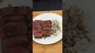 Cooking bison steaks in a cast-iron skillet #recipes #steak #homemade